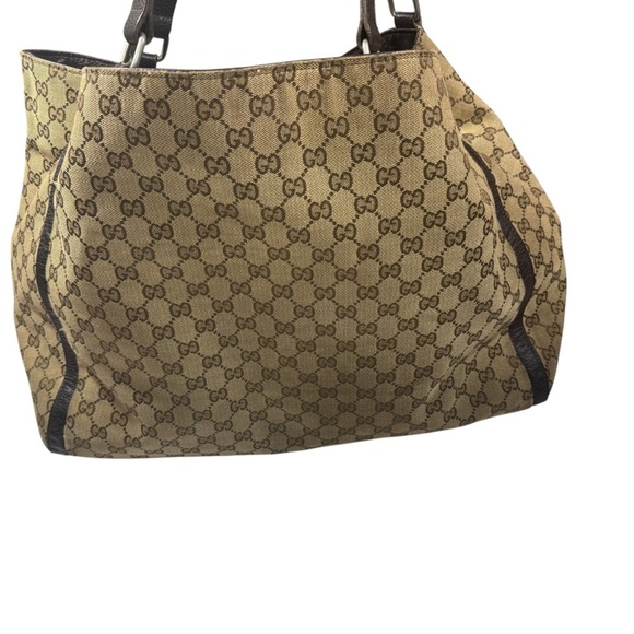 GUCCI GG Supreme Canvas Extra Large Tote Vintage Leather Trim Italy - Picture 3 of 13